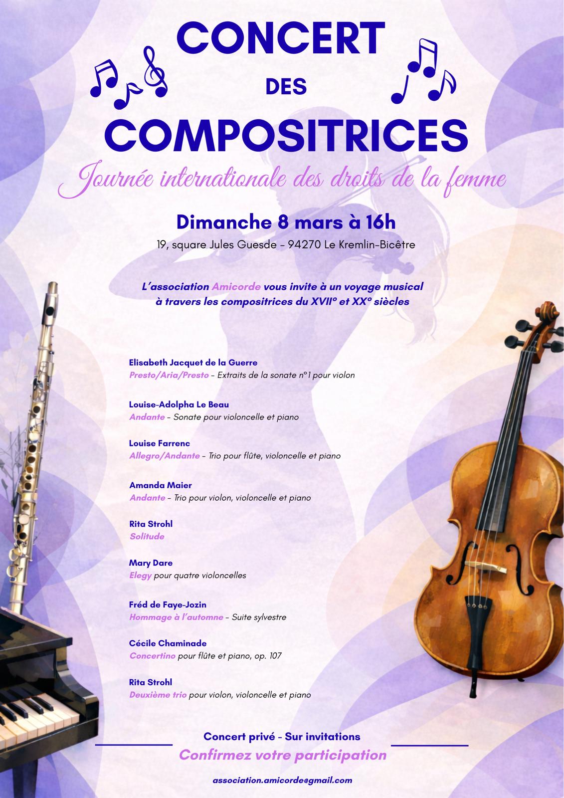 Concert des compositrices KB  8 mars 2026